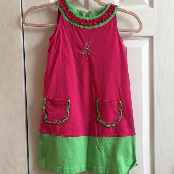 Hannah Andersson shift dress w/monogram A. Cute! - Picture 1 of 4